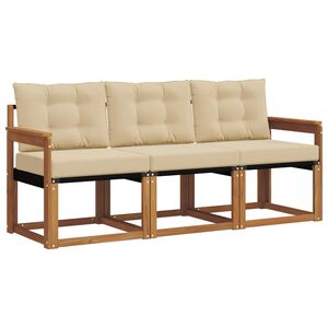 vidaXL Set de canapele de exterior cu pernă 3 pcs Natural și Bej