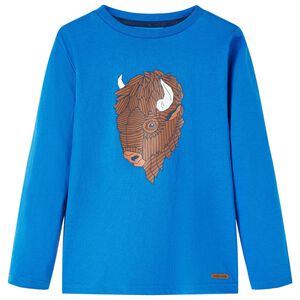 vidaXL Tricou de copii cu m&acirc;neci lungi, albastru cobalt, 116