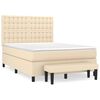 vidaXL Pat box spring cu saltea, crem, 140x200 cm, textil