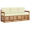vidaXL Seturi de canapele 3 buc. Natural și Crem Lemn Solid de Acacia