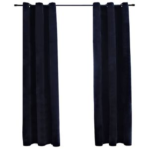 vidaXL Perdele opace cu inele, 2 buc., negru, catifea, 37 x 84 cm
