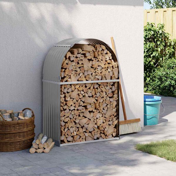 vidaXL Suport de bușteni, gri deschis, 80x45x120 cm, oțel galvanizat