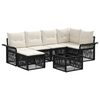vidaXL Set de canapele pentru grădină 7 pcs Negru poliratan