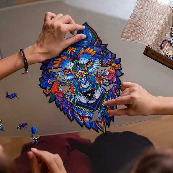 UNIDRAGON Puzzle Majestic Wolf Mediu 184 piese 24x33 cm lemn