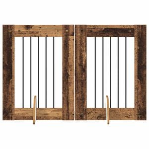 vidaXL Poartă pentru c&acirc;ini cu suporturi 2 pcs Lemn vechi 60 x 80 cm