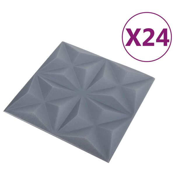 vidaXL Panouri de perete 24 pcs Origami Gri 50 x 50 cm Spumă XPS