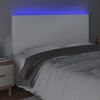 vidaXL Tăblie de pat cu LED, alb, 200x5x118/128 cm, piele ecologică