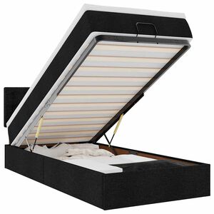 vidaXL Cadru pat otoman cu saltea țesătură neagră 80x200 cm