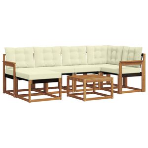 vidaXL Set de canapele de exterior cu pernă 7 pcs Natural și Crem