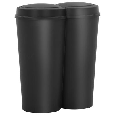 vidaXL Coș de gunoi dublu, negru, 50 L