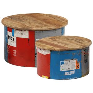vidaXL Măsuțe de cafea, 2 buc., lemn masiv de mango