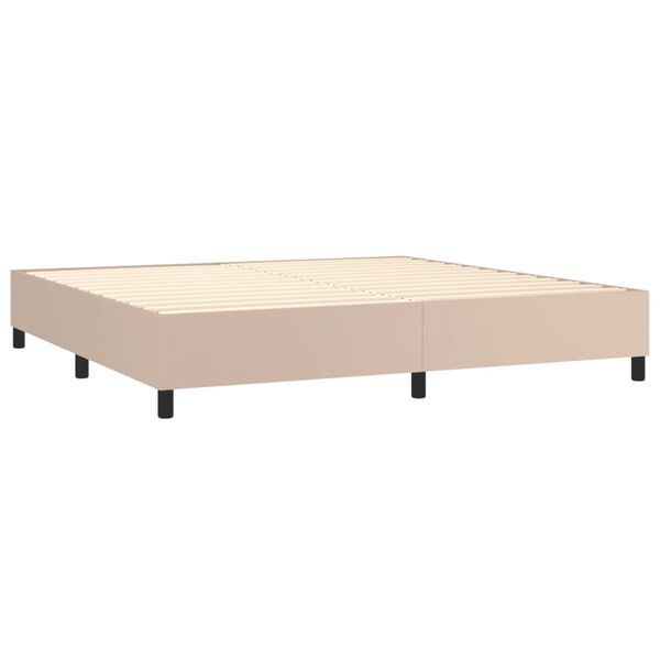 vidaXL Pat continental cu saltea, cappuccino, 200x200 cm, piele eco