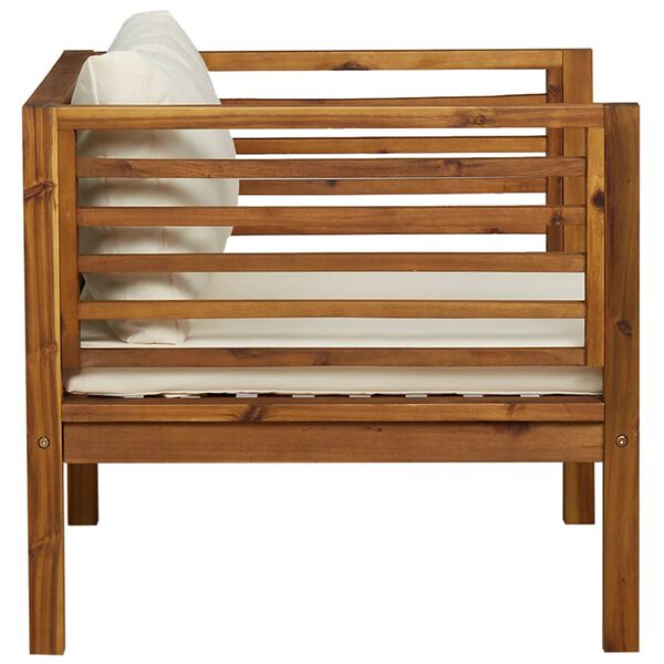 vidaXL Scaun de grădină cu perne alb crem, lemn masiv de acacia