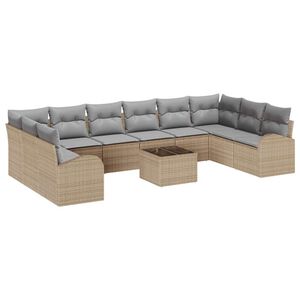 vidaXL Set de canapele pentru grădină 11 pcs Beige și gri deschis