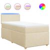 vidaXL Pat box spring cu saltea, crem, 90x190 cm, textil