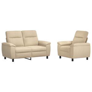 vidaXL Set de canapea 2 pcs Crem Țesătură