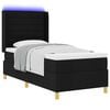 vidaXL Pat cu arcuri cu saltea cu headboard Negru 90 x 200 cm țesătură