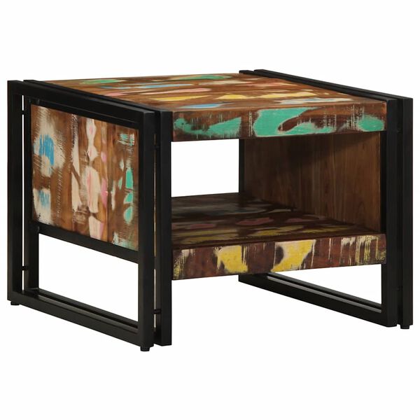 vidaXL Masuta de cafea multicolora 50x50x38 cm lemn masiv recuperat