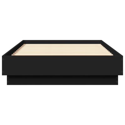 vidaXL Cadru de pat cu lumini LED, negru, 90x190 cm