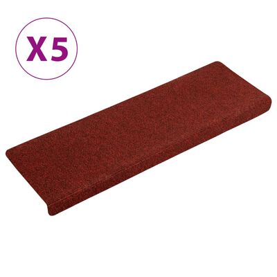 vidaXL Covorașe scări, 5 buc., roșu bordeaux 65x21x4 cm cusătură punch