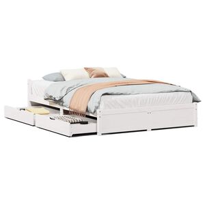 vidaXL Cadru de pat fără saltea, alb, 120x200 cm, lemn masiv pin