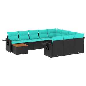vidaXL Set canapele de grădină cu 11 piese și perne, poliratan negru