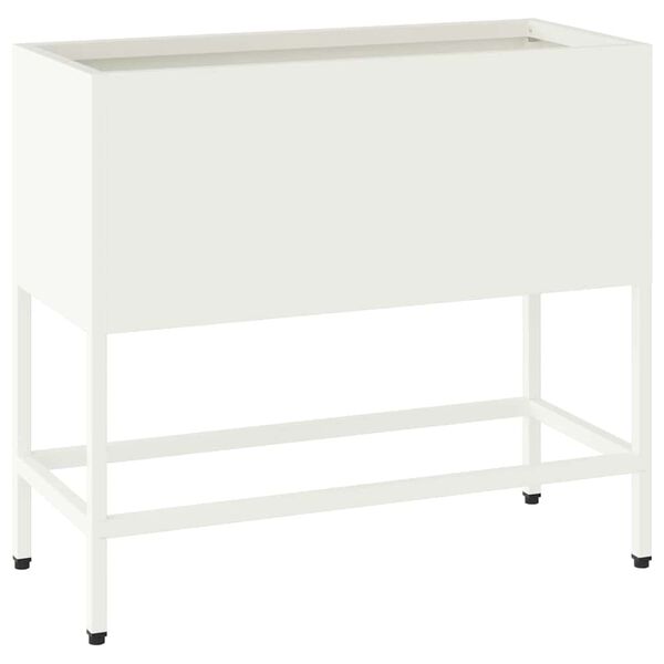 vidaXL Ghiveci ridicat pentru grădină Alb 60 x 26 x 45 cm Oțel