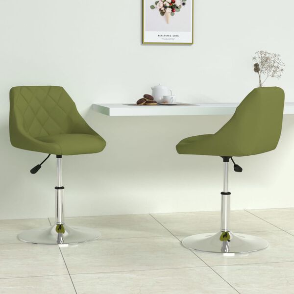 vidaXL Scaune de bucătărie pivotante, 2 buc., verde deschis, catifea