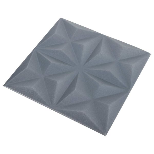 vidaXL Panouri de perete 24 pcs Origami Gri 50 x 50 cm Spumă XPS