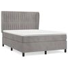 vidaXL Pat box spring cu saltea, gri deschis, 140x190 cm, catifea