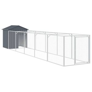 vidaXL Cușcă c&acirc;ine cu acoperiș antracit 117x609x123 cm oțel galvanizat