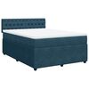vidaXL Pat box spring cu saltea, albastru, 140x190 cm, catifea