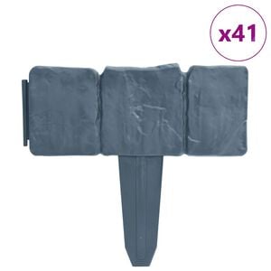 vidaXL Gard de grădină / gazon aspect piatră, 41 buc., 10 m, plastic