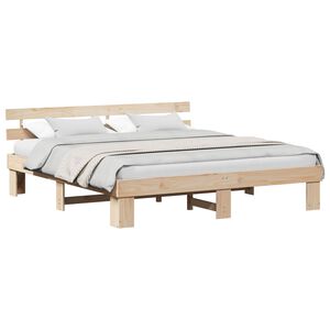 vidaXL Cadru de pat natural 200 x 200 cm Lemn de pin masiv
