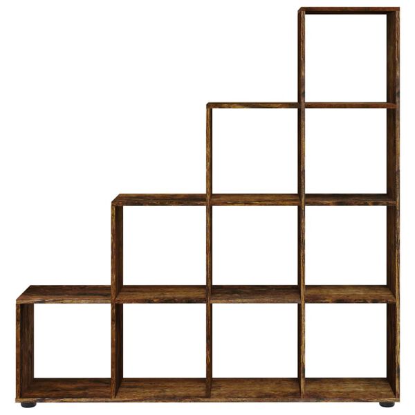vidaXL Bibliotecă &icirc;n trepte, stejar fumuriu, 142 cm, lemn compozit