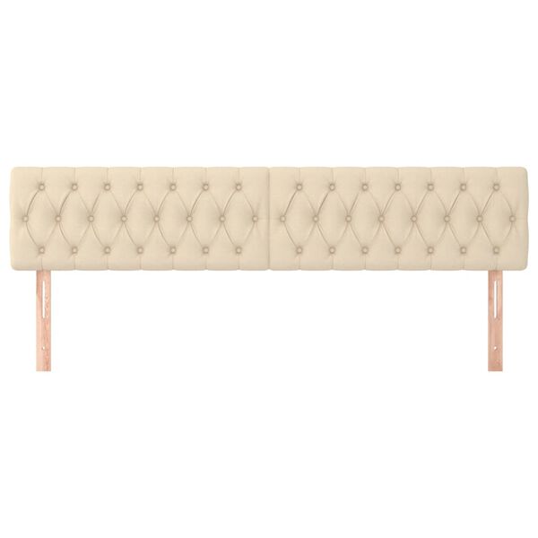 vidaXL Tăblii de pat, 2 buc, crem, 90x7x78/88 cm, textil