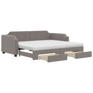 vidaXL Pat de zi cu extensie și sertare, gri taupe, 80x200 cm, textil