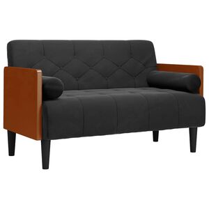 vidaXL Canapea loveseat cu perne de suport negru 110 cm catifea