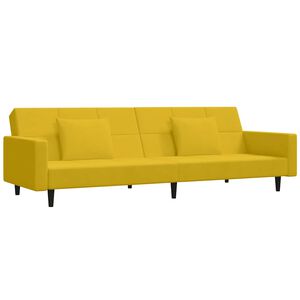 vidaXL Canapea extensibilă cu 2 locuri, 2 perne, galben, catifea