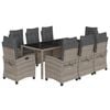 vidaXL Set mobilier grădină cu perne, 9 piese, gri, poliratan