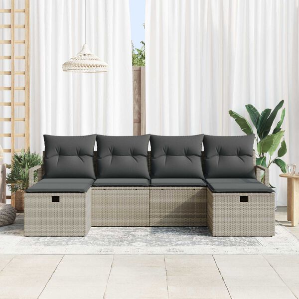 vidaXL Set de canapele pentru grădină 6 pcs Gri deschis Rattan poli