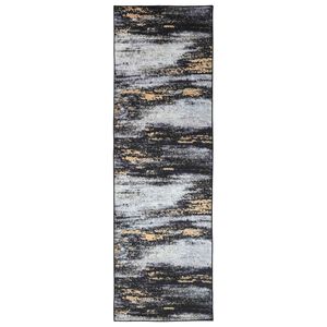 vidaXL Covor Runner LESAKA Negru și Aur 50 x 100 cm Catifea diamant