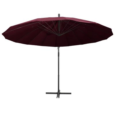 vidaXL Umbrelă de soare suspendată, vișiniu, 3 m, stâlp de aluminiu
