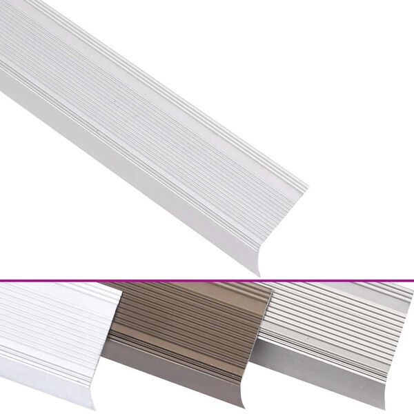 vidaXL Profile trepte &icirc;n formă de L, 5 buc, argintiu, 100 cm, aluminiu