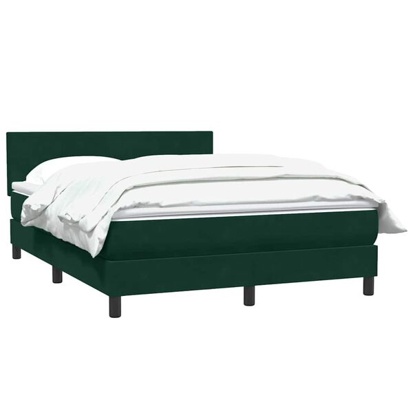 vidaXL Pat box spring cu saltea, verde &icirc;nchis, 160x210 cm, catifea