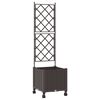 vidaXL Vază de gradină cu spalier și roți Maro 40 x 40 x 149 cm PP