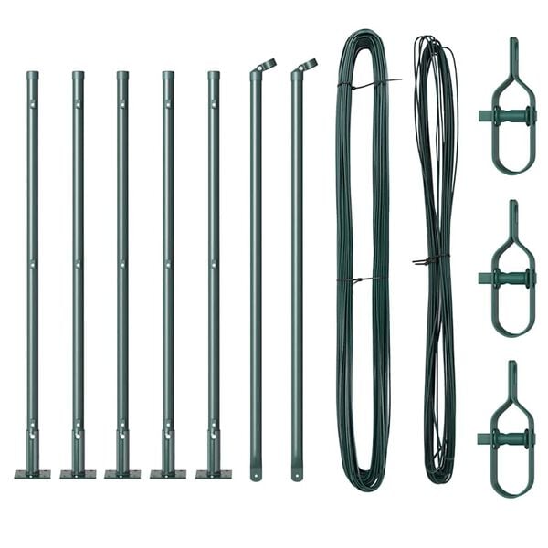 vidaXL Stâlpi de Gard Manual 7 pcs Verde Ø32mm 90 cm Oțel galvanizat