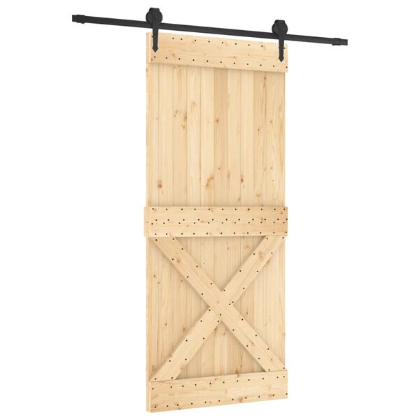vidaXL Ușă glisantă cu set feronerie, 90x210 cm, lemn masiv de pin