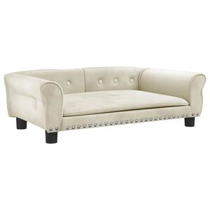 vidaXL Pat de c&acirc;ini, crem, 95x55x30 cm, catifea