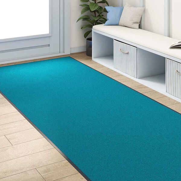vidaXL Covoraș de intrare Cyan și Negru 120 x 250 cm Poliamidă și PVC